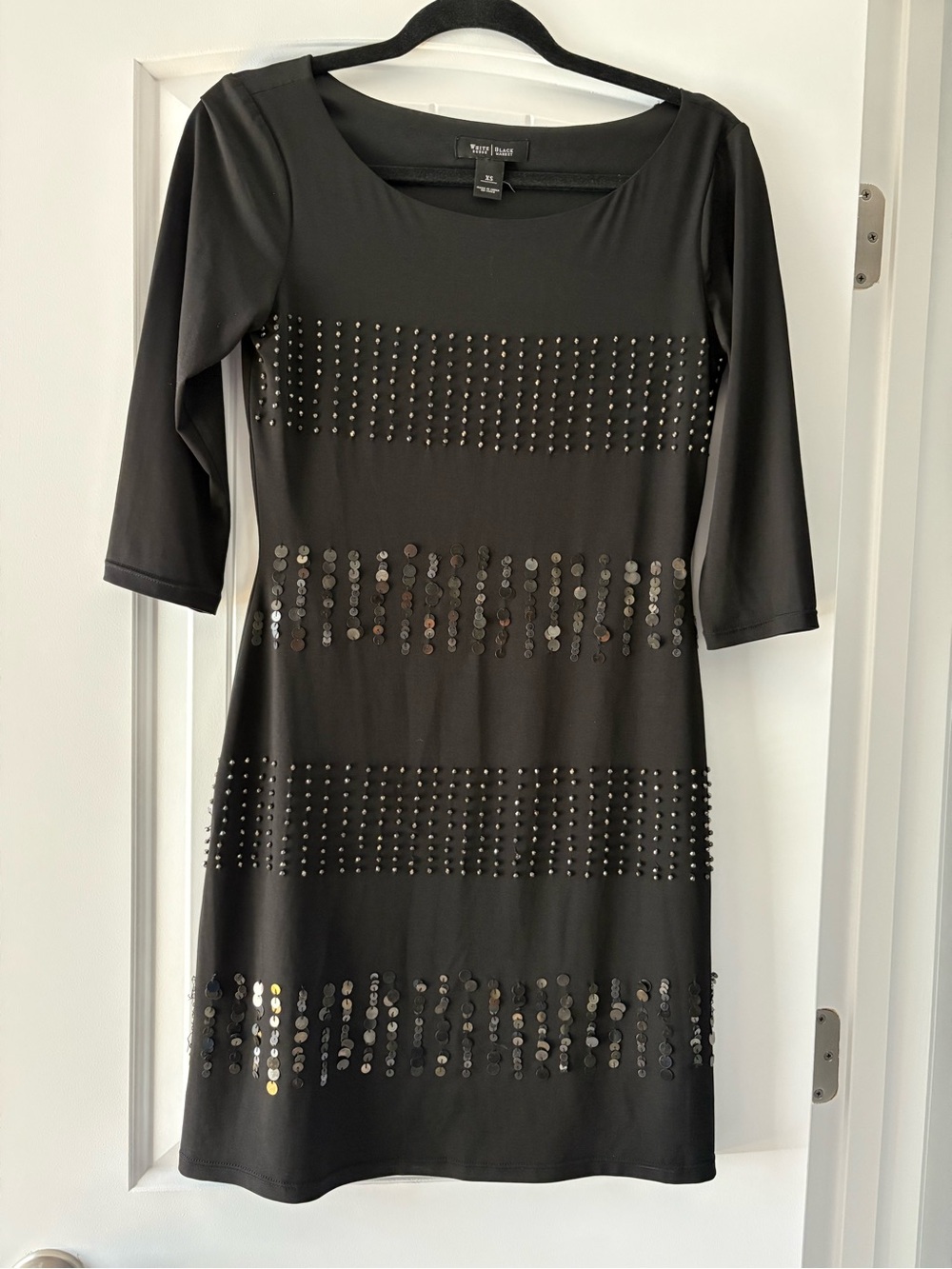 White House Black Market Black Studded Sequin Cocktail Evening Party Dress XS